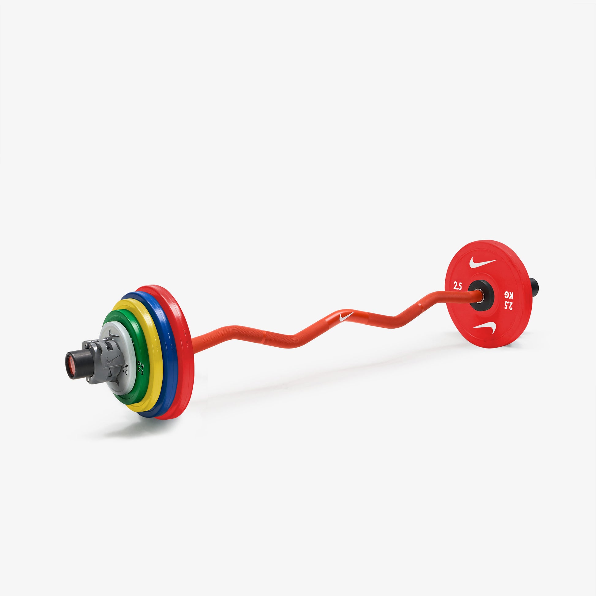 Nike Strength Shield Curl Bar - Orange SWOOSH / Nike Change Plates (0.5 - 2.5 kg pairs) / Grey/Black