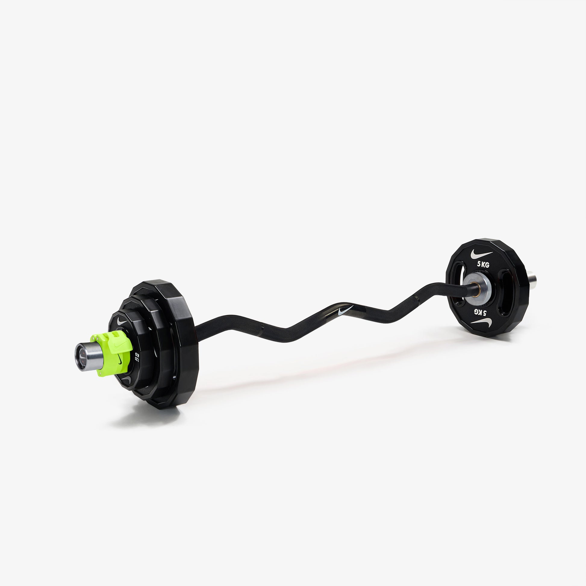 Nike Curl Bar - Black / Nike Strength Pro Urethane Plates (1.25 - 5 kg pairs) / Volt/Black
