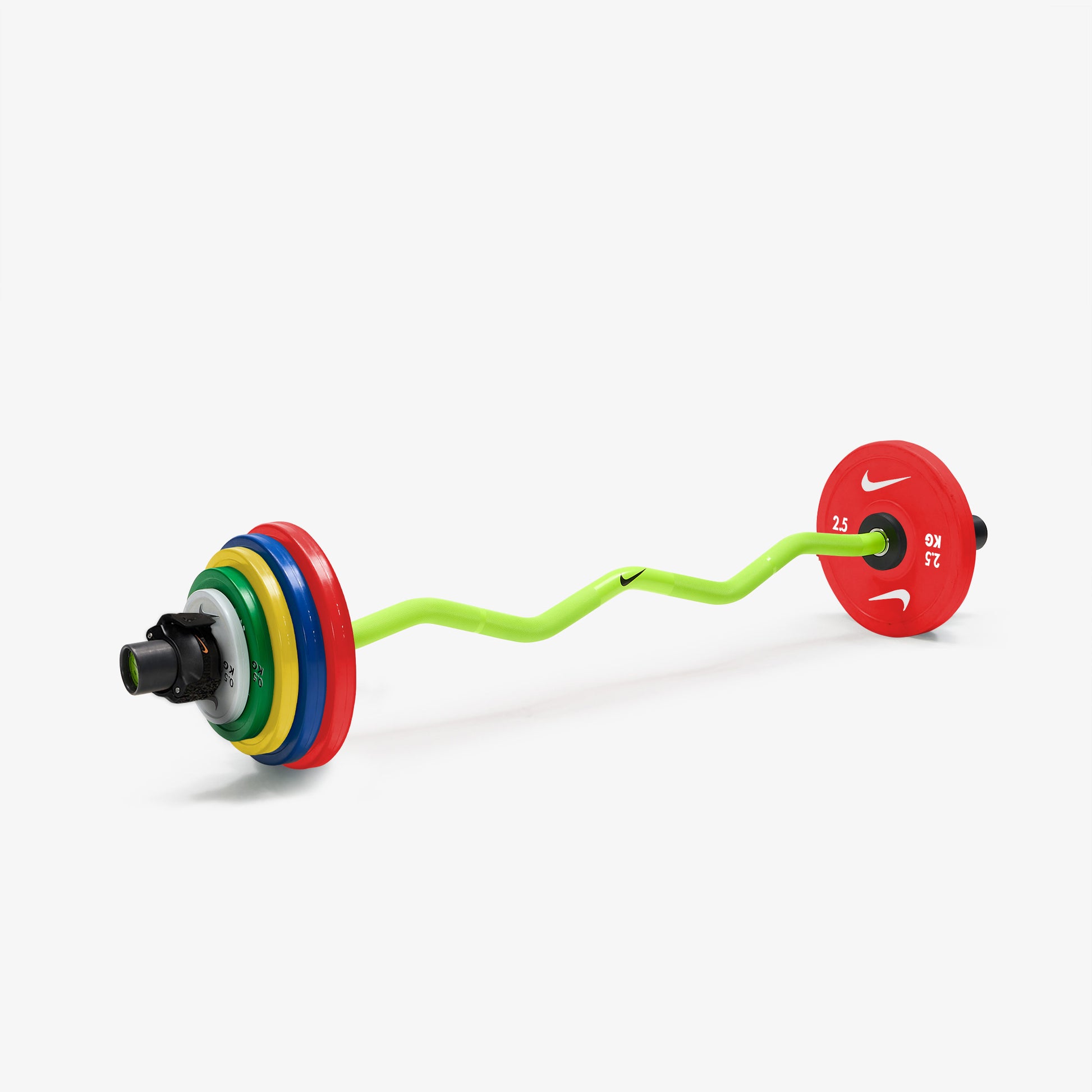 Nike Strength Shield Curl Bar - Volt Swoosh / Nike Change Plates (0.5 - 2.5 kg pairs) / Black/Orange