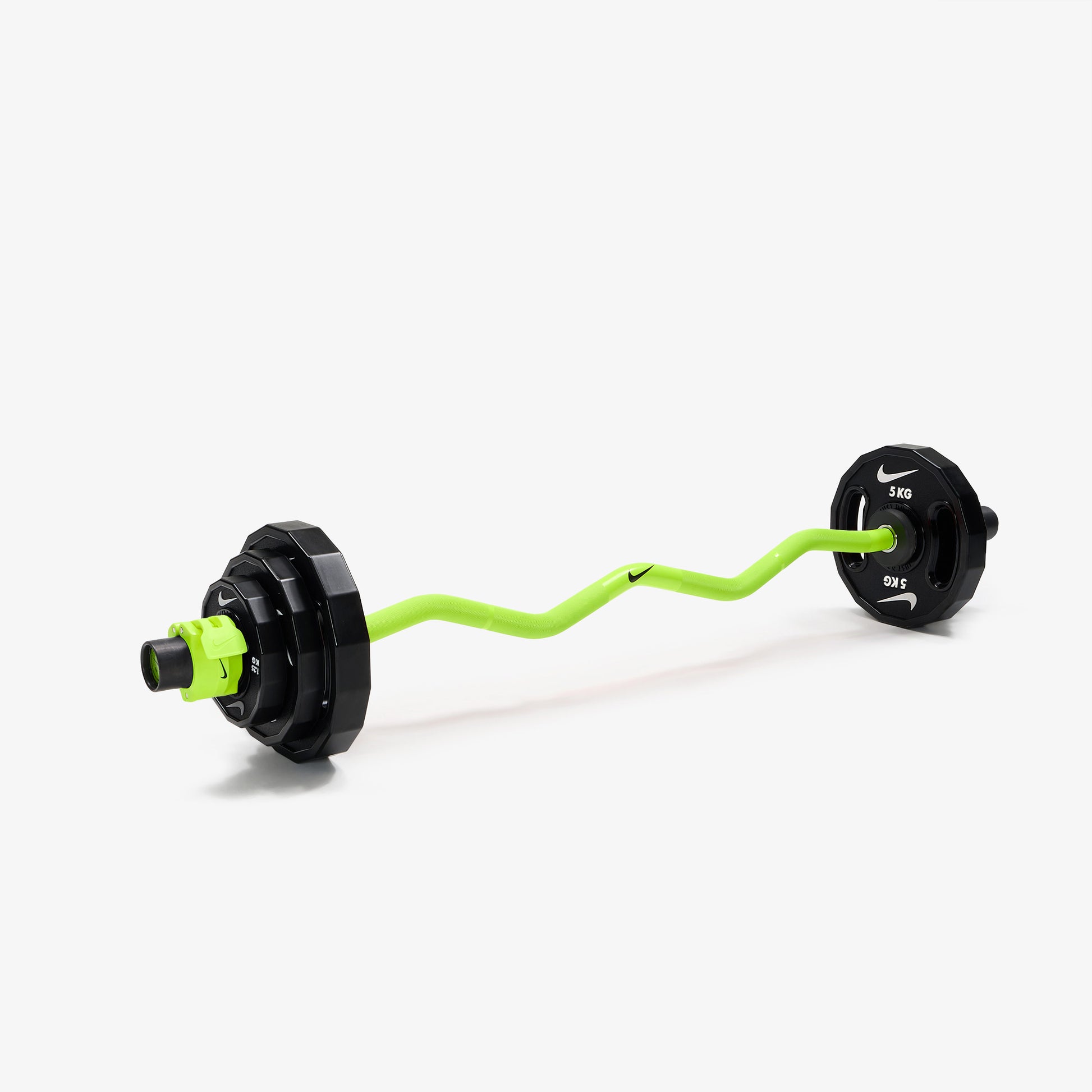 Nike Strength Shield Curl Bar - Volt Swoosh / Nike Strength Pro Urethane Plates (1.25 - 5 kg pairs) / Volt/Black