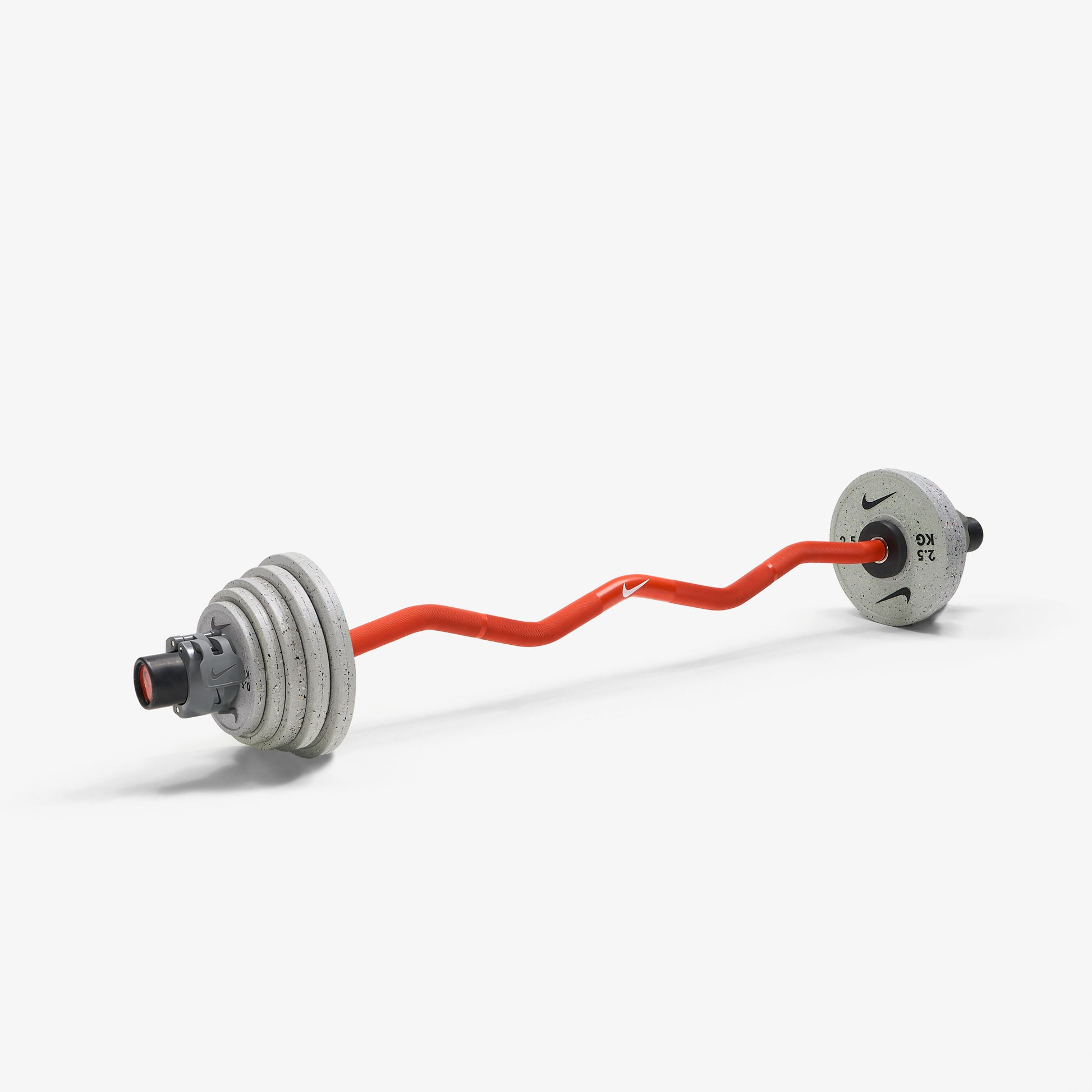 Nike Strength Shield Curl Bar - Orange SWOOSH / Nike Grind Change Plates (0.5 - 2.5 kg pairs) / Grey/Black