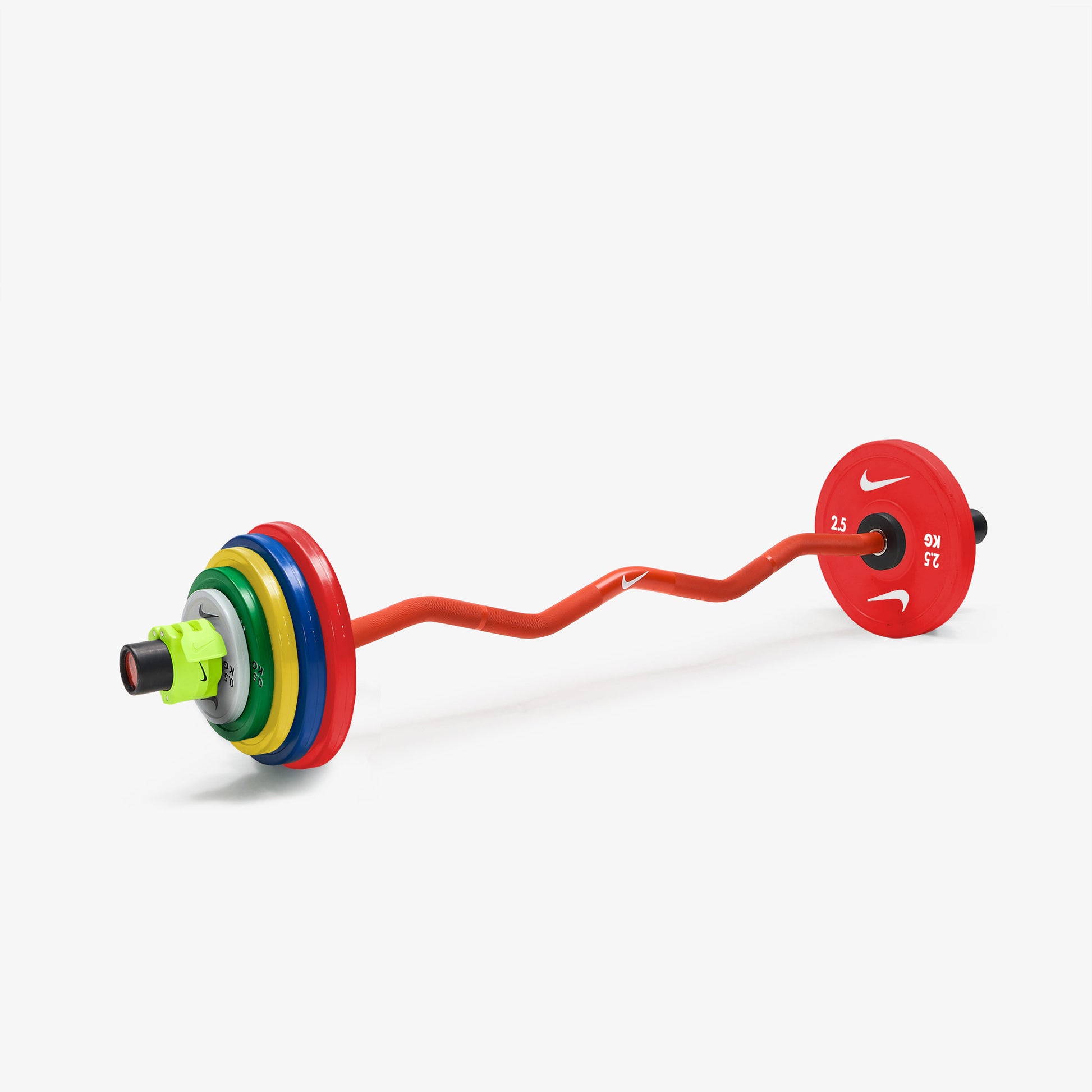 Nike Strength Shield Curl Bar - Orange SWOOSH / Nike Change Plates (0.5 - 2.5 kg pairs) / Volt/Black