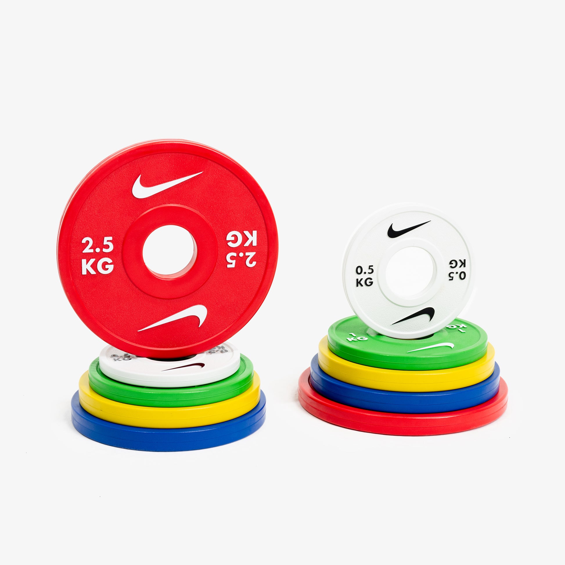 Nike Strength Shield Curl Bar - Volt Swoosh / Nike Change Plates (0.5 - 2.5 kg pairs) / White/Orange