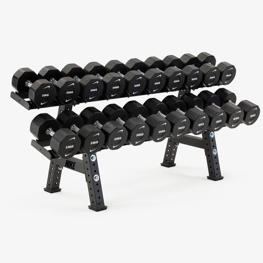 22-40 kg Nike Strength Pro Urethane Dumbbell Set With Rack